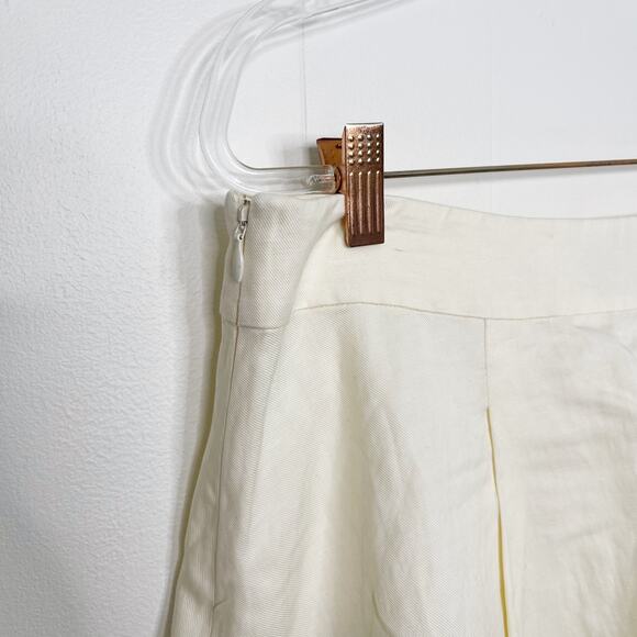 New Derek Lam 10 Crosby Kiana Pleated Asymmetrical Mini Skirt 14 Cotton Linen - Picture 6 of 12